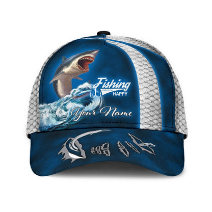 Custom Name Shark Fishing hat Hook 3D Design print Cap