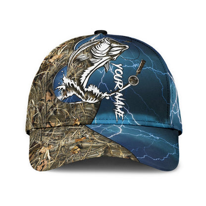 Customized name Bass Fishing hat Hook 3D design print Cap
