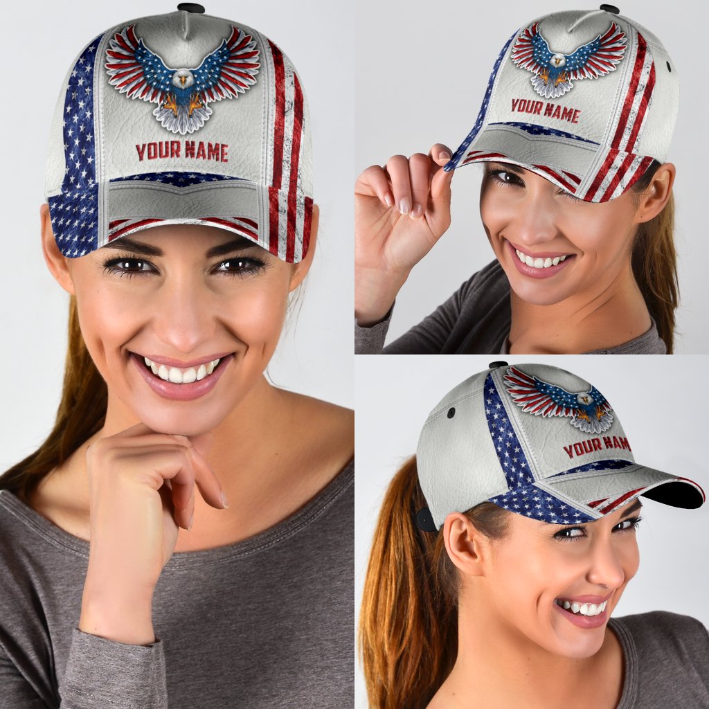 Customize Name US Eagle All Over 3D Design Print Cap SN20042103