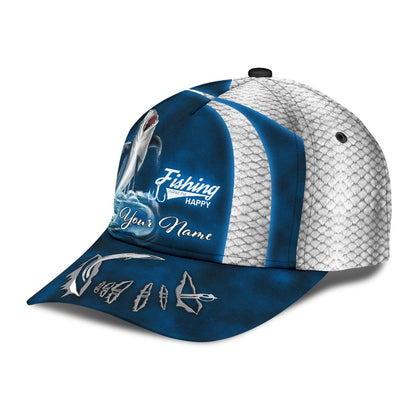 Custom Name Shark Fishing hat Hook 3D Painting print Cap