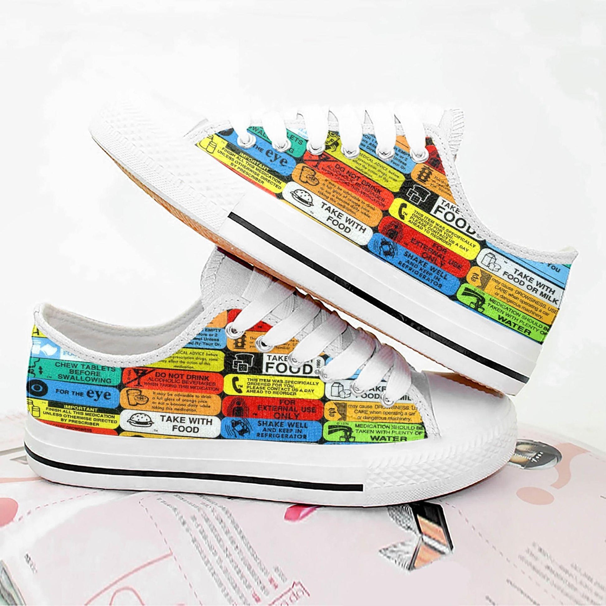 Pharmacy Warning Labels Low Top Shoes NHT170202-zpod-EU36 (US6)-Vibe Cosy™