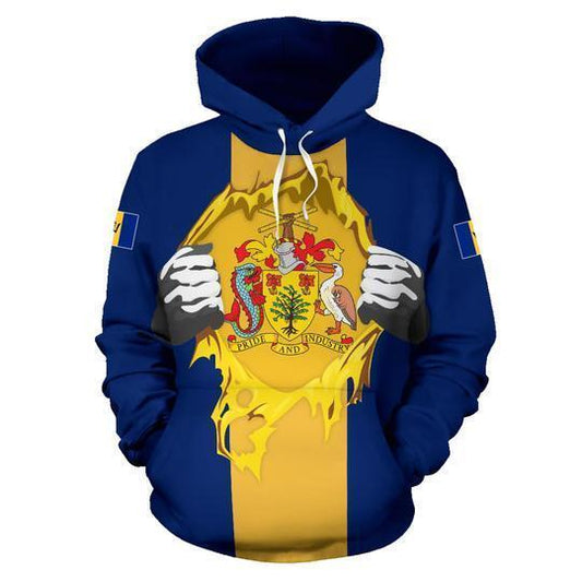 Barbados Superhero Pullover Hoodie-Apparel-PL8386-Hoodie-S-Vibe Cosy™