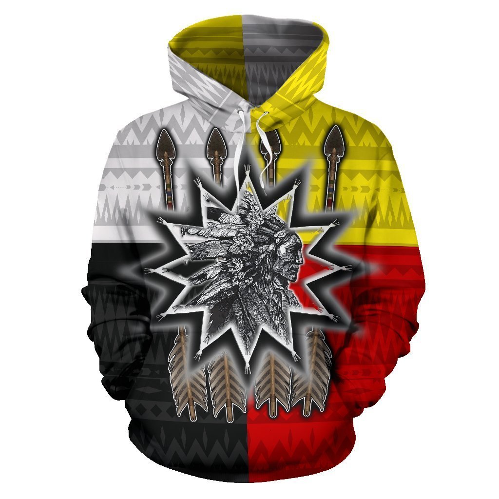 Native America Chief Zip Hoodie PL113-Apparel-PL8386-Hoodie-S-Vibe Cosy™