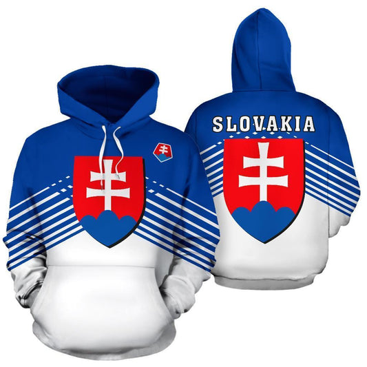 Slovakia Sport Flag Hoodie - Stripes Style-Apparel-PL8386-Hoodie-S-Vibe Cosy™