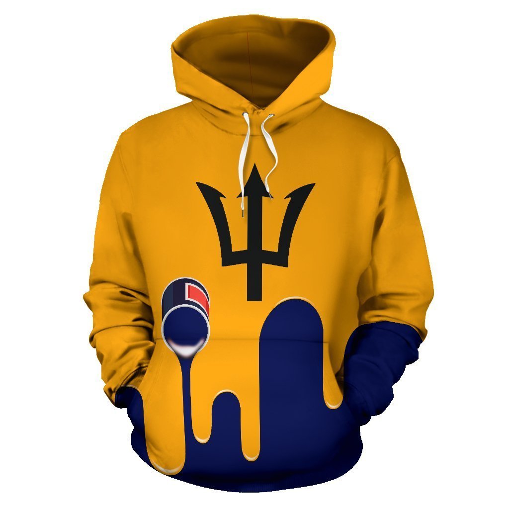 Barbados Flag Hoodie Bucket Spilling Paint-Apparel-PL8386-Hoodie-S-Vibe Cosy™