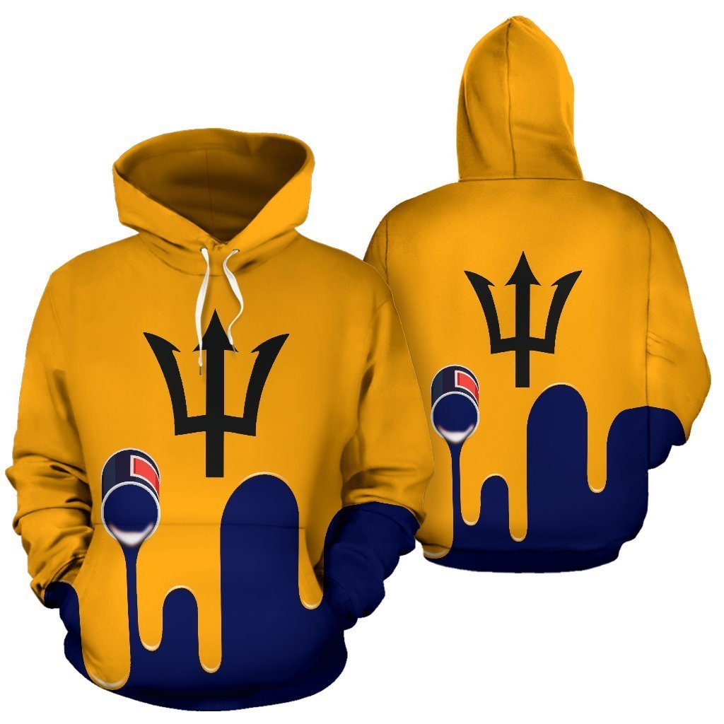 Barbados Flag Hoodie Bucket Spilling Paint-Apparel-PL8386-Hoodie-S-Vibe Cosy™