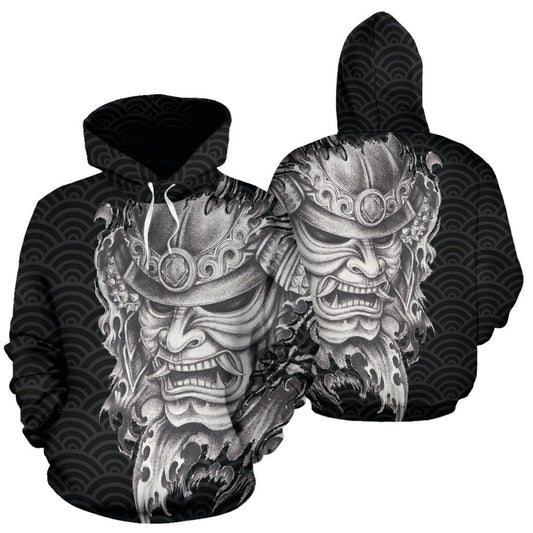 Samurai Hoodie - Samurai Mask PL079-Apparel-PL8386-Hoodie-S-Vibe Cosy™