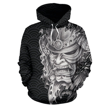 Samurai Hoodie - Samurai Mask PL079-Apparel-PL8386-Hoodie-S-Vibe Cosy™