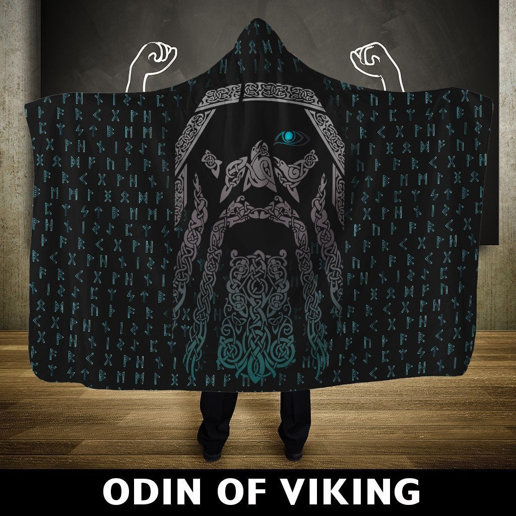 Viking Hooded Blanket - Odin (Wotan) PL081-HOODED BLANKETS (P)-PL8386-Hooded Blanket - .-Youth 60"x45"-Vibe Cosy™