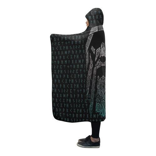 Viking Hooded Blanket - Odin (Wotan) PL081-HOODED BLANKETS (P)-PL8386-Hooded Blanket - .-Youth 60"x45"-Vibe Cosy™