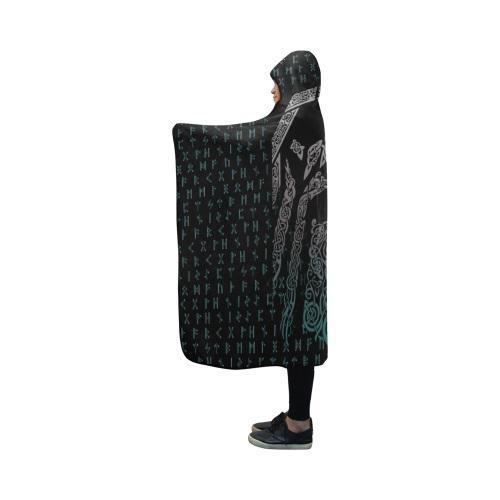 Viking Hooded Blanket - Odin (Wotan) PL081-HOODED BLANKETS (P)-PL8386-Hooded Blanket - .-Youth 60"x45"-Vibe Cosy™