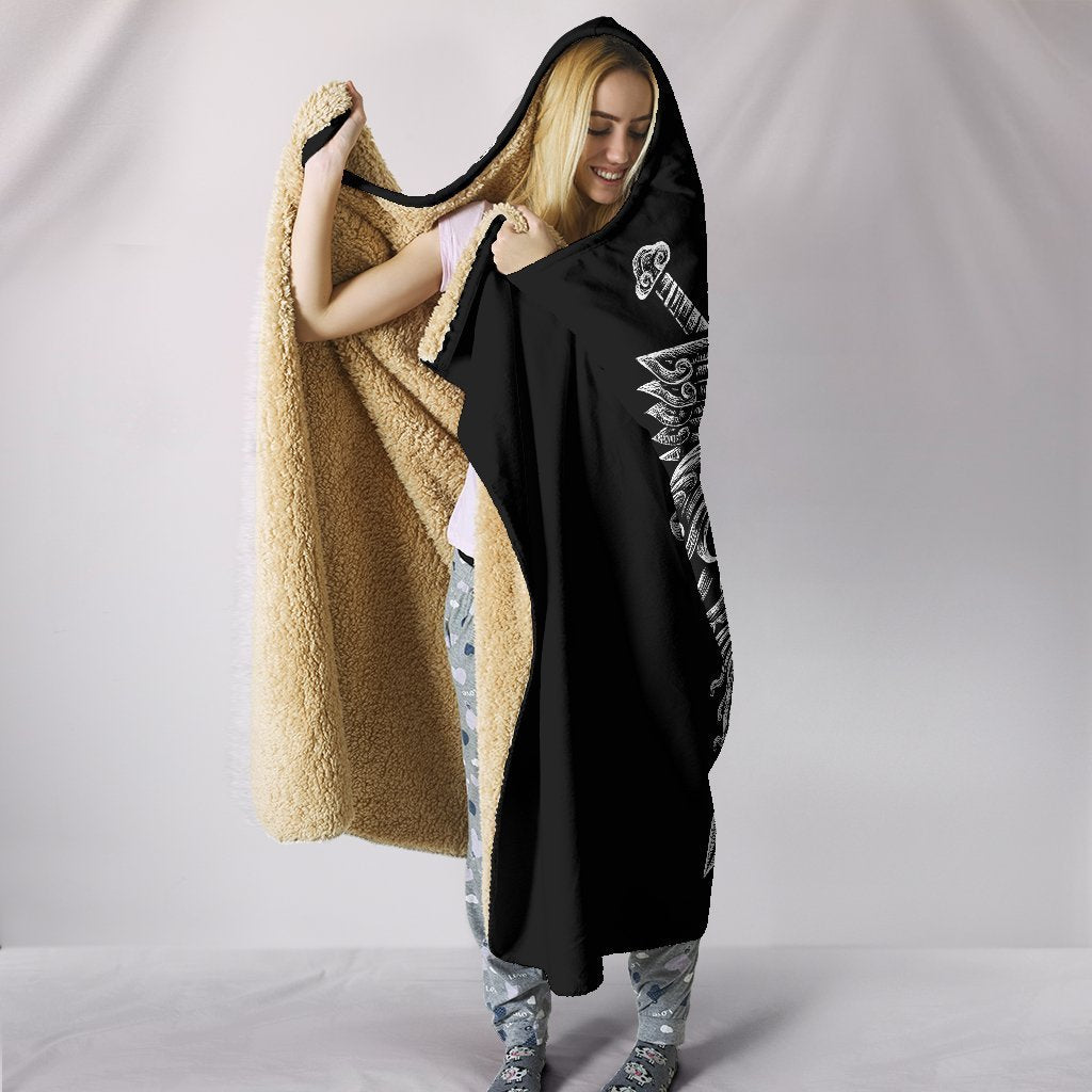 Viking Hooded Blanket Norse God Odin Wolfs Swords PL082-HOODED BLANKETS (P)-PL8386-Hooded Blanket - .-Youth 60"x45"-Vibe Cosy™