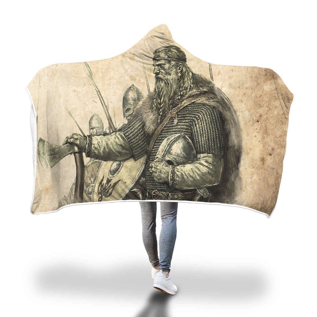 Viking Hooded Blanket - Viking Warrior Hooded Blanket PL084-HOODED BLANKETS (P)-PL8386-Hooded Blanket - .-Youth 60"x45"-Vibe Cosy™
