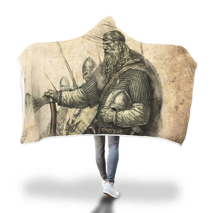 Viking Hooded Blanket - Viking Warrior Hooded Blanket PL084-HOODED BLANKETS (P)-PL8386-Hooded Blanket - .-Youth 60"x45"-Vibe Cosy™