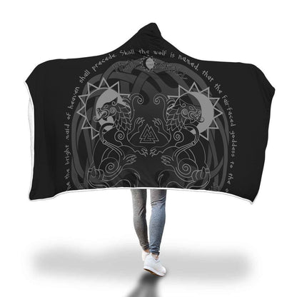 Viking Hooded Blanket - Viking Hati And Skoll Hooded Blanket PL086-HOODED BLANKETS (P)-PL8386-Hooded Blanket - .-Youth 60"x45"-Vibe Cosy™