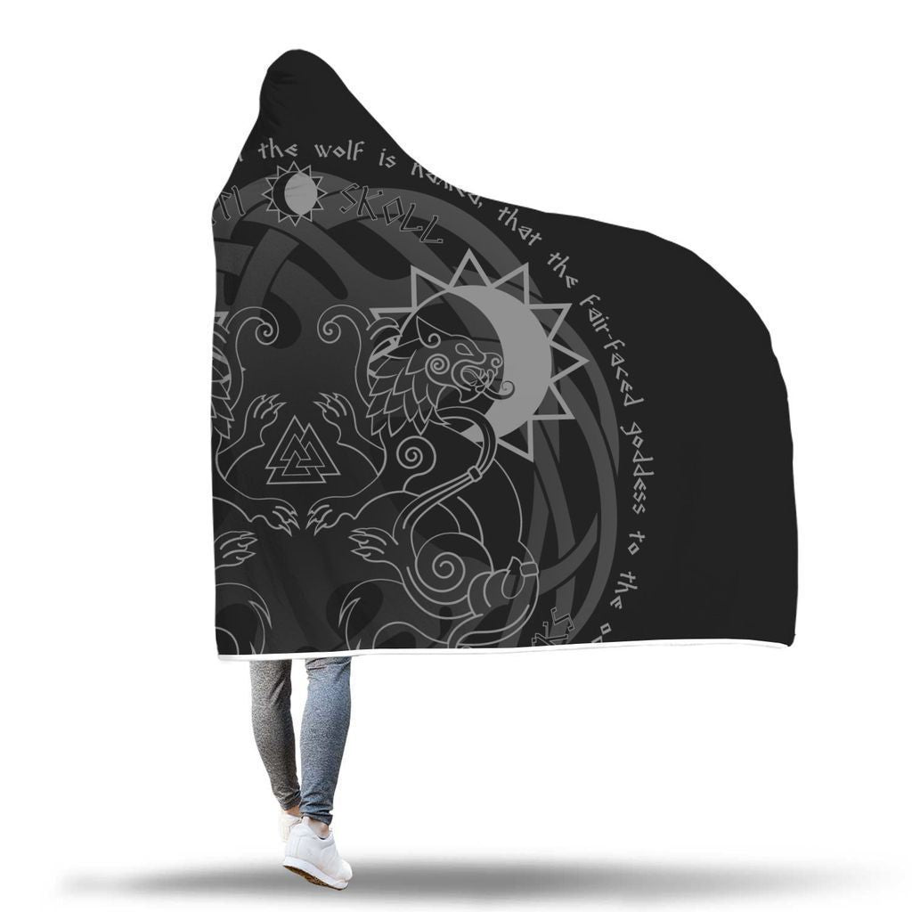 Viking Hooded Blanket - Viking Hati And Skoll Hooded Blanket PL086-HOODED BLANKETS (P)-PL8386-Hooded Blanket - .-Youth 60"x45"-Vibe Cosy™