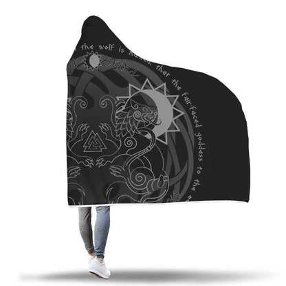 Viking Hooded Blanket - Viking Hati And Skoll Hooded Blanket PL086-HOODED BLANKETS (P)-PL8386-Hooded Blanket - .-Youth 60"x45"-Vibe Cosy™