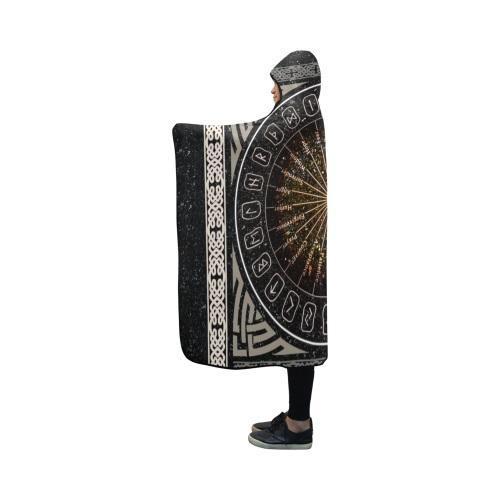 Viking Hooded Blanket - A Circle Of Healing Runes PL087-HOODED BLANKETS (P)-PL8386-Hooded Blanket - .-Youth 60"x45"-Vibe Cosy™