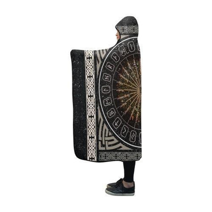 Viking Hooded Blanket - A Circle Of Healing Runes PL087-HOODED BLANKETS (P)-PL8386-Hooded Blanket - .-Youth 60"x45"-Vibe Cosy™