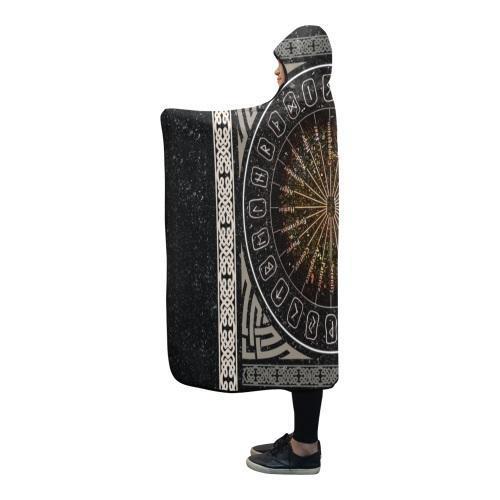 Viking Hooded Blanket - A Circle Of Healing Runes PL087-HOODED BLANKETS (P)-PL8386-Hooded Blanket - .-Youth 60"x45"-Vibe Cosy™