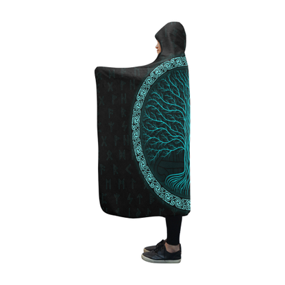 Viking Hooded Blanket - Viking Tree of Life PL089-HOODED BLANKETS (P)-PL8386-Hooded Blanket - .-Youth 60"x45"-Vibe Cosy™