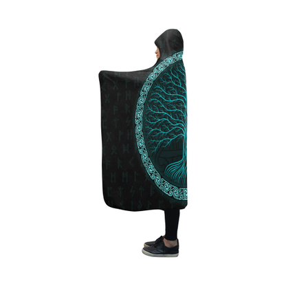 Viking Hooded Blanket - Viking Tree of Life PL089-HOODED BLANKETS (P)-PL8386-Hooded Blanket - .-Youth 60"x45"-Vibe Cosy™