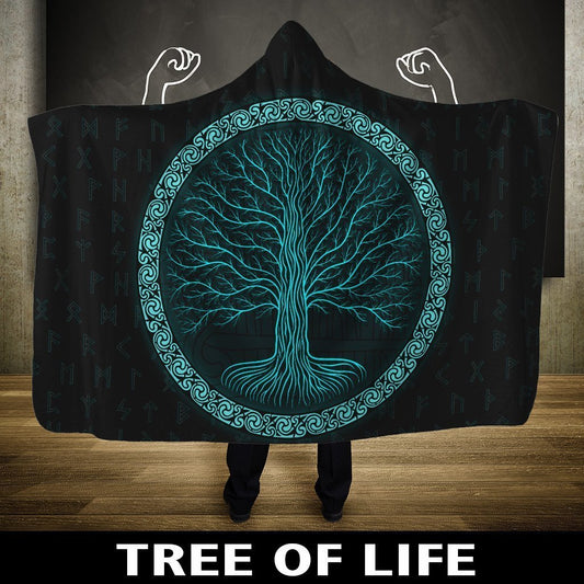 Viking Hooded Blanket - Viking Tree of Life PL089-HOODED BLANKETS (P)-PL8386-Hooded Blanket - .-Youth 60"x45"-Vibe Cosy™
