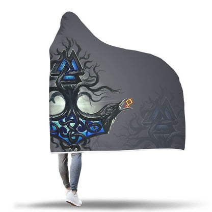 Viking Hooded Blanket - Viking Raven Hooded Blanket PL090-HOODED BLANKETS (P)-PL8386-Hooded Blanket - .-Youth 60"x45"-Vibe Cosy™