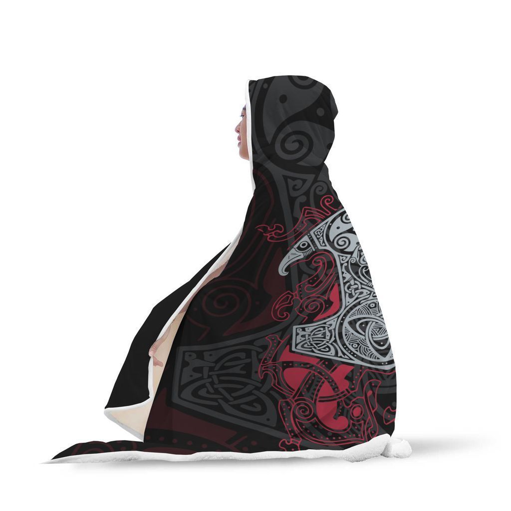 Viking Hooded Blanket - Viking Hammer Hooded Blanket 2 PL091-HOODED BLANKETS (P)-PL8386-Hooded Blanket - .-Youth 60"x45"-Vibe Cosy™