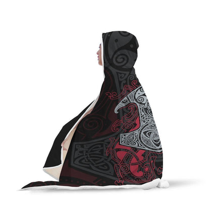 Viking Hooded Blanket - Viking Hammer Hooded Blanket 2 PL091-HOODED BLANKETS (P)-PL8386-Hooded Blanket - .-Youth 60"x45"-Vibe Cosy™