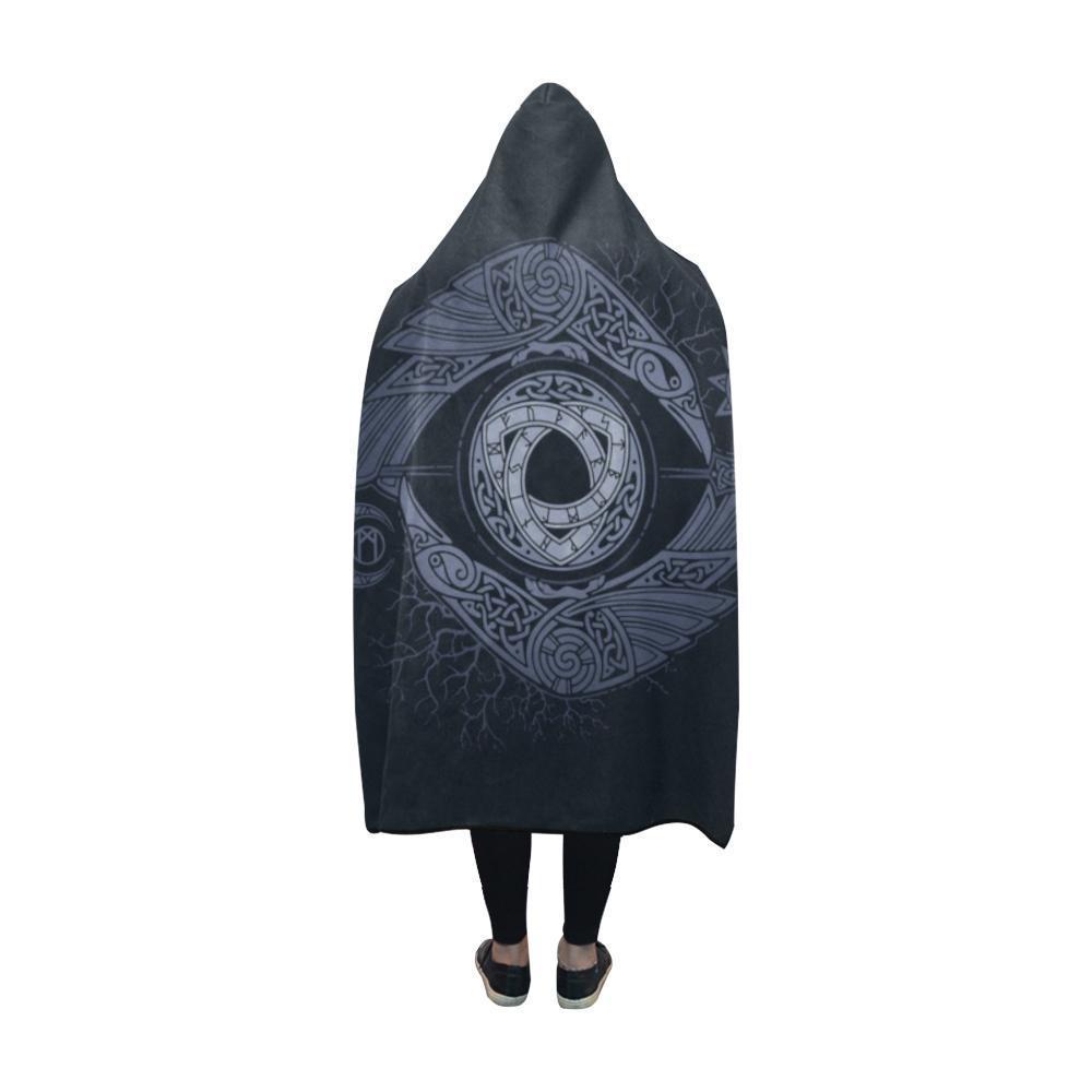 Viking Raven Odin Eye Hooded Blanket PL092-HOODED BLANKETS (P)-PL8386-Hooded Blanket - .-Youth 60"x45"-Vibe Cosy™