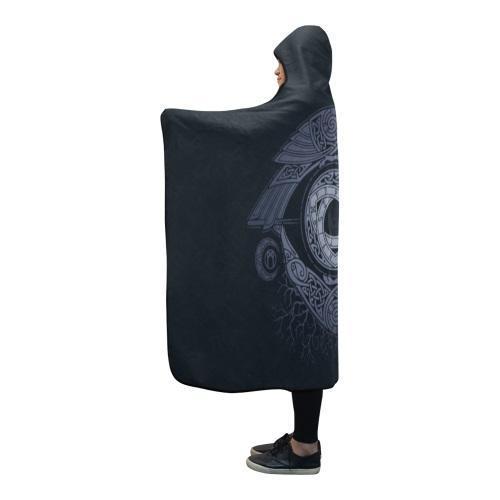 Viking Raven Odin Eye Hooded Blanket PL092-HOODED BLANKETS (P)-PL8386-Hooded Blanket - .-Youth 60"x45"-Vibe Cosy™