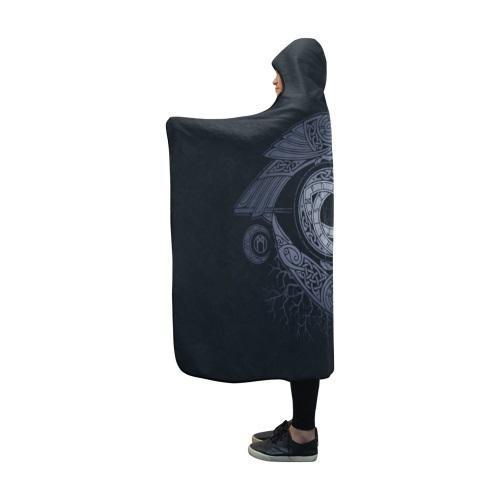Viking Raven Odin Eye Hooded Blanket PL092-HOODED BLANKETS (P)-PL8386-Hooded Blanket - .-Youth 60"x45"-Vibe Cosy™