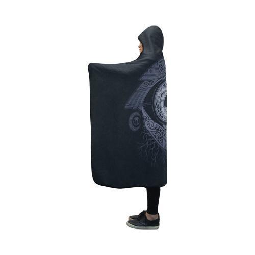 Viking Raven Odin Eye Hooded Blanket PL092-HOODED BLANKETS (P)-PL8386-Hooded Blanket - .-Youth 60"x45"-Vibe Cosy™