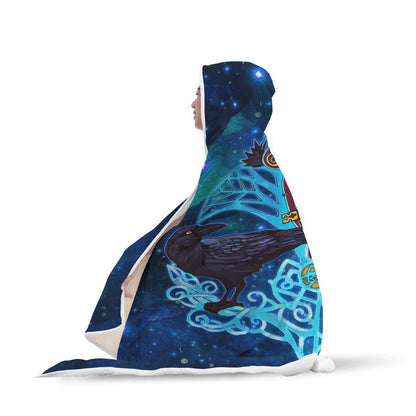 Viking Hooded Blanket - Viking Crow And Key Hooded Blanket PL093-HOODED BLANKETS (P)-PL8386-Hooded Blanket - .-Youth 60"x45"-Vibe Cosy™