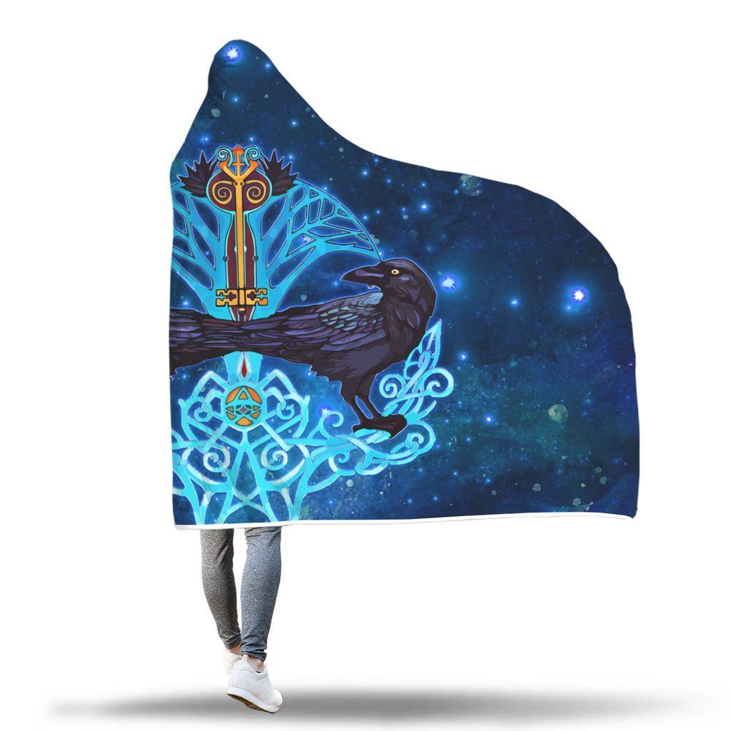 Viking Hooded Blanket - Viking Crow And Key Hooded Blanket PL093-HOODED BLANKETS (P)-PL8386-Hooded Blanket - .-Youth 60"x45"-Vibe Cosy™
