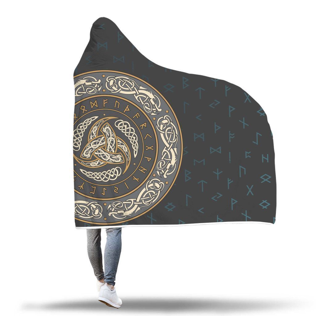 Viking Hooded Blanket - Viking Symbol Hooded Blanket PL094-HOODED BLANKETS (P)-PL8386-Hooded Blanket - .-Youth 60"x45"-Vibe Cosy™