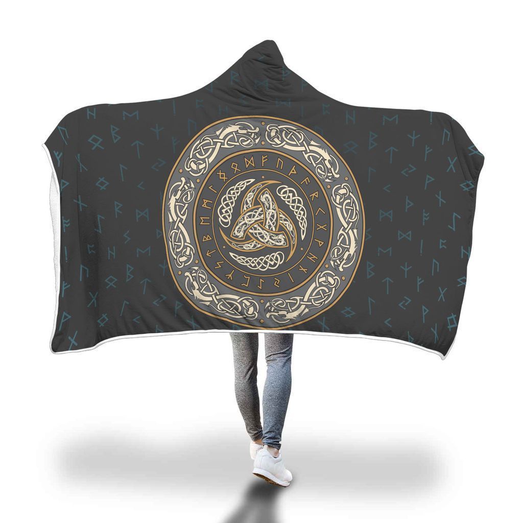 Viking Hooded Blanket - Viking Symbol Hooded Blanket PL094-HOODED BLANKETS (P)-PL8386-Hooded Blanket - .-Youth 60"x45"-Vibe Cosy™
