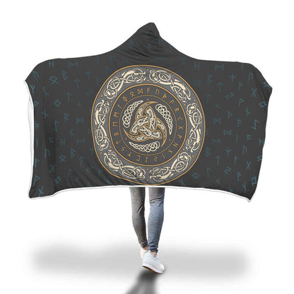 Viking Hooded Blanket - Viking Symbol Hooded Blanket PL094-HOODED BLANKETS (P)-PL8386-Hooded Blanket - .-Youth 60"x45"-Vibe Cosy™