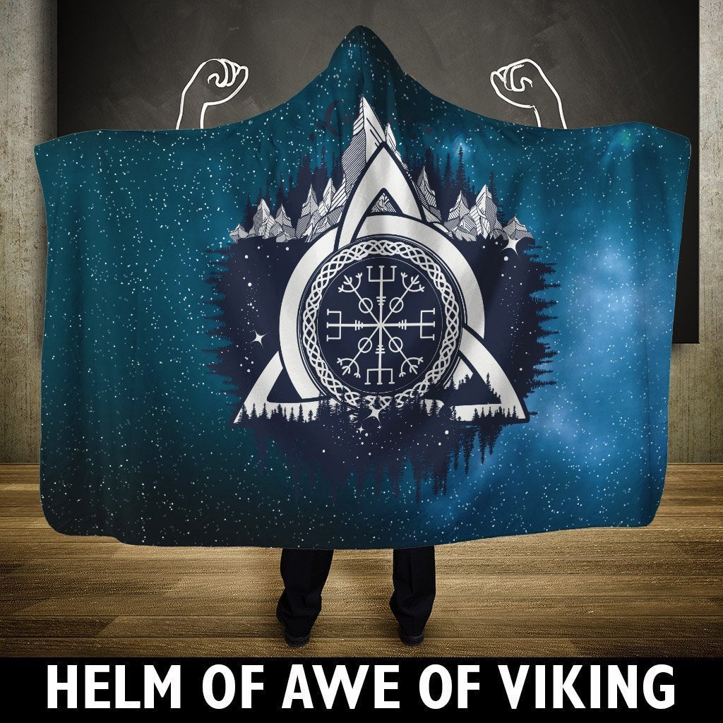 Viking Hooded Blanket - Helm Of Awe Of Viking PL095-HOODED BLANKETS (P)-PL8386-Hooded Blanket - .-Youth 60"x45"-Vibe Cosy™