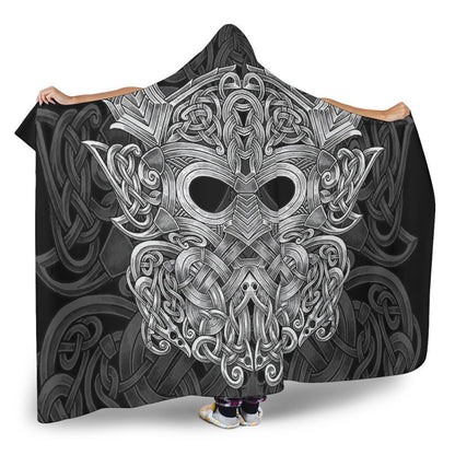 Viking Hooded Blanket - Mjolnir Odin PL100-HOODED BLANKETS (P)-PL8386-Hooded Blanket - .-Youth 60"x45"-Vibe Cosy™