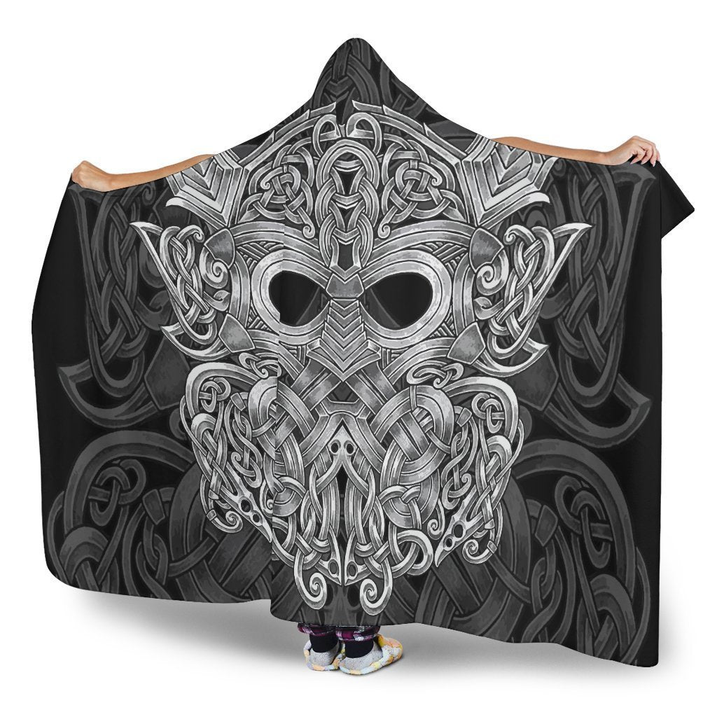 Viking Hooded Blanket - Mjolnir Odin PL100-HOODED BLANKETS (P)-PL8386-Hooded Blanket - .-Youth 60"x45"-Vibe Cosy™
