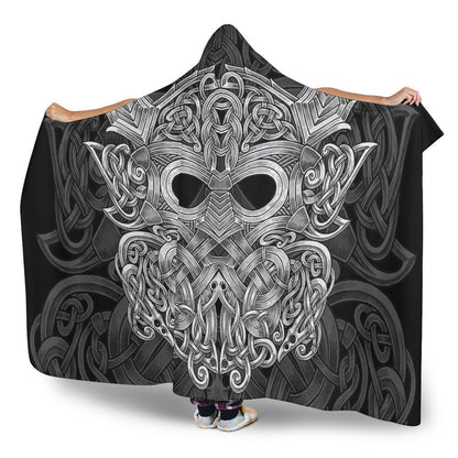 Viking Hooded Blanket - Mjolnir Odin PL100-HOODED BLANKETS (P)-PL8386-Hooded Blanket - .-Youth 60"x45"-Vibe Cosy™
