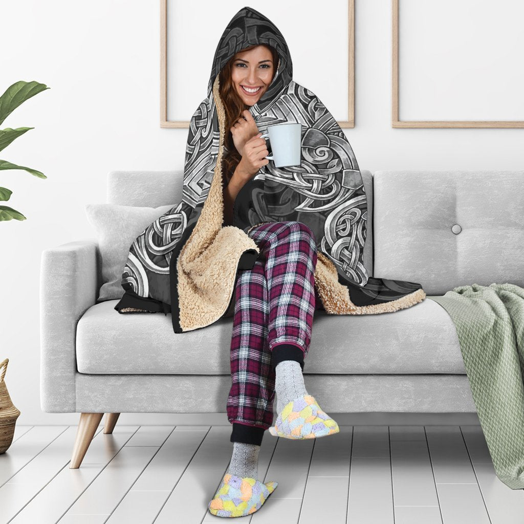 Viking Hooded Blanket - Mjolnir Odin PL100-HOODED BLANKETS (P)-PL8386-Hooded Blanket - .-Youth 60"x45"-Vibe Cosy™