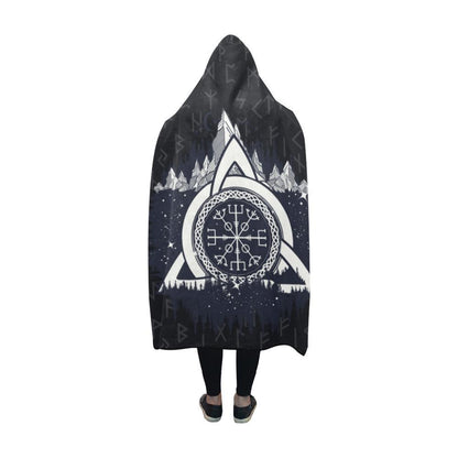 Vegvisir - The Magic Navigation Compass of Vikings In The Moutains Hooded Blanket PL103-HOODED BLANKETS (P)-PL8386-Hooded Blanket - .-Youth 60"x45"-Vibe Cosy™