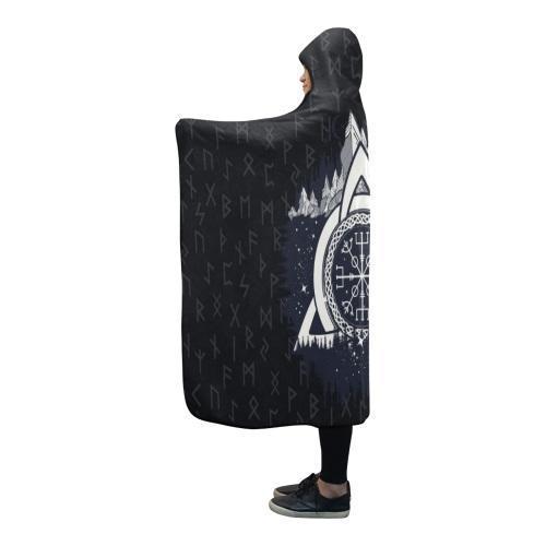 Vegvisir - The Magic Navigation Compass of Vikings In The Moutains Hooded Blanket PL103-HOODED BLANKETS (P)-PL8386-Hooded Blanket - .-Youth 60"x45"-Vibe Cosy™
