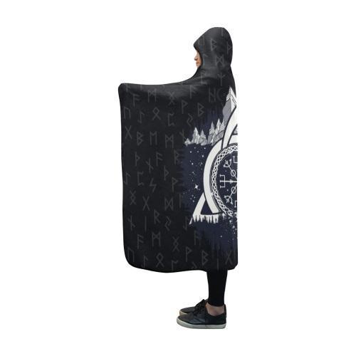 Vegvisir - The Magic Navigation Compass of Vikings In The Moutains Hooded Blanket PL103-HOODED BLANKETS (P)-PL8386-Hooded Blanket - .-Youth 60"x45"-Vibe Cosy™