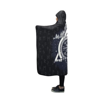 Vegvisir - The Magic Navigation Compass of Vikings In The Moutains Hooded Blanket PL103-HOODED BLANKETS (P)-PL8386-Hooded Blanket - .-Youth 60"x45"-Vibe Cosy™