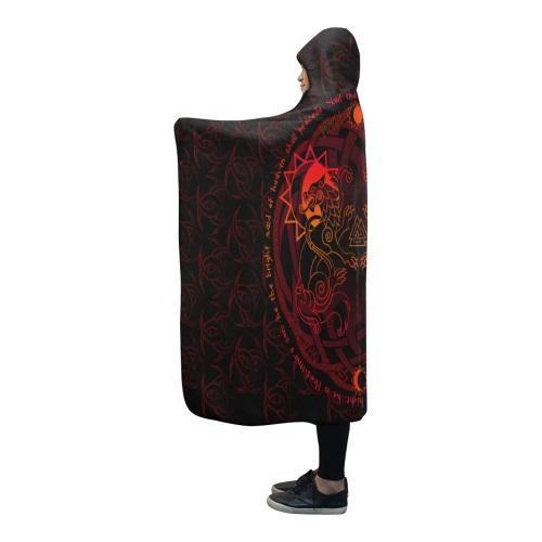 Viking Hooded Blanket - Hati And Skoll PL105-HOODED BLANKETS (P)-PL8386-Hooded Blanket - .-Youth 60"x45"-Vibe Cosy™
