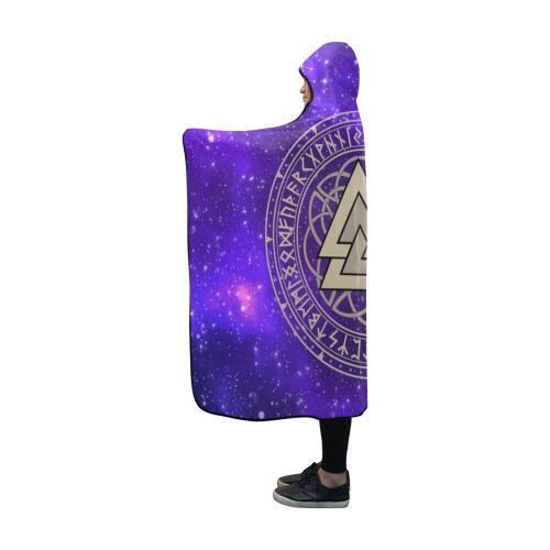 Viking Hooded Blanket - Triangle Viking And Galaxy PL106-HOODED BLANKETS (P)-PL8386-Hooded Blanket - .-Youth 60"x45"-Vibe Cosy™